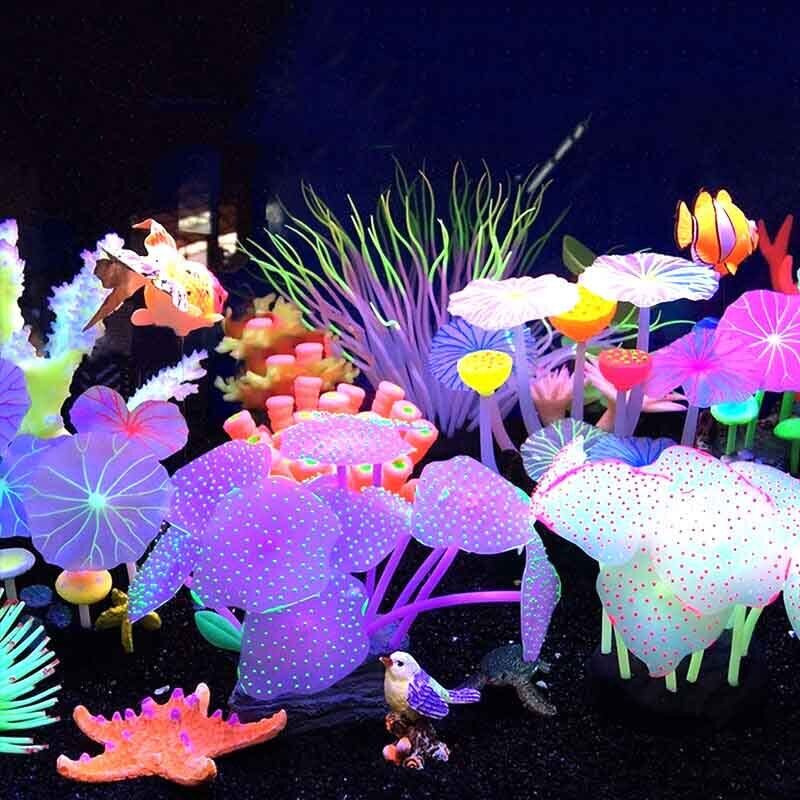 Aquarium Fish Games - Silicone Glowing Landscape Artificial Fish Tank