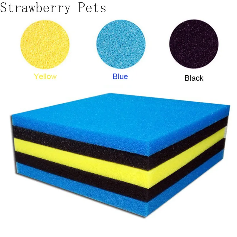 Aquarium Fish Yellow - Black, blue, yellow 50cmx50cmx2cm Filtration Foam