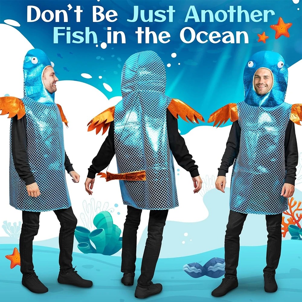 Shiny Blue Fish Costume Metall - огляд і ціна Aquarium Fish Yellow