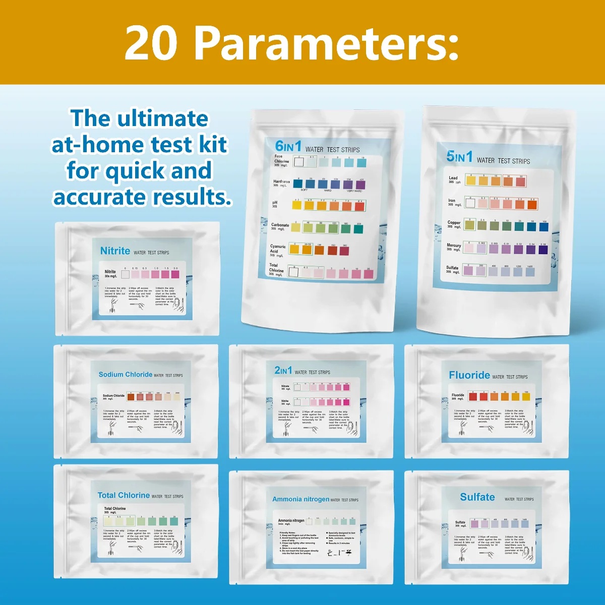 YAGO 20 in 1 Water Test Strips - огляд і ціна Aquarium Test Kit